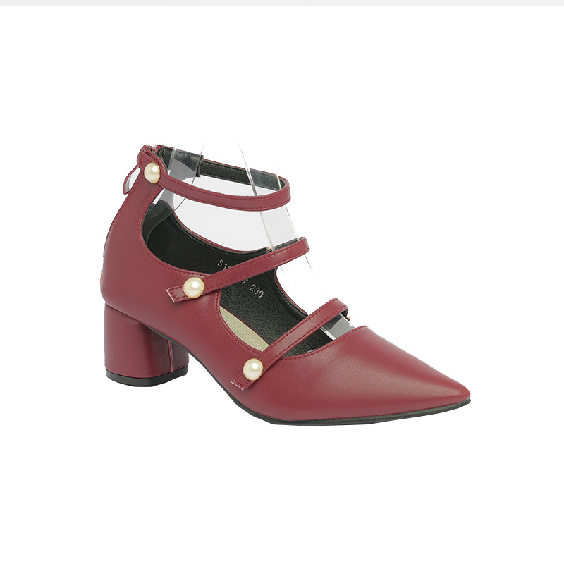 Giày cao gót quai ngọc trai tiểu thư SG1802-7 màu đỏ